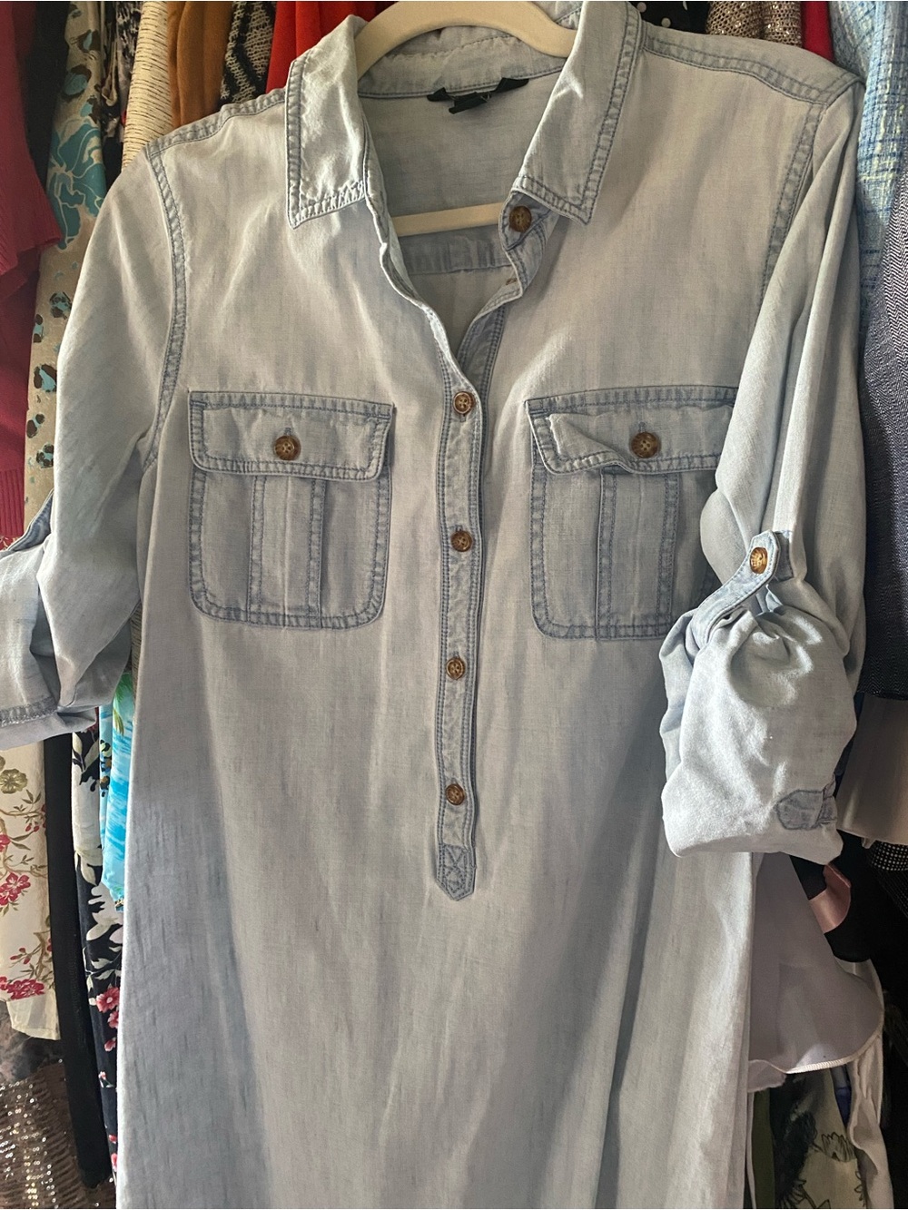 J. Crew Light Blue Button-Up Shirt Dress